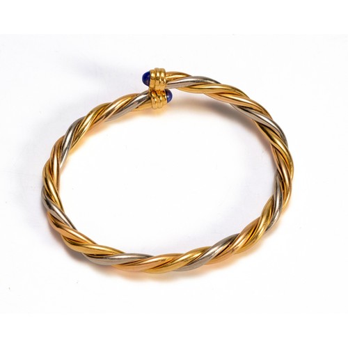633 - AN 18CT CARTIER TRI COLOUR GOLD AND LAPIS LAZULI BRACELET