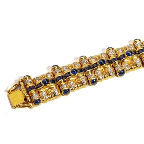 A SAPPHIRE AND NATURAL DIAMOND BRACELET