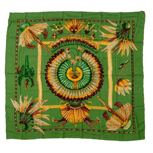 AN HERMES BRAZIL SCARF BY LAURENCE BOURTHOUMIEUX