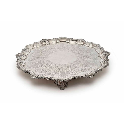 AN EDWARD VII SILVER PRESENTATION TRAY, THOMAS ROBBINS, LONDON, 1908