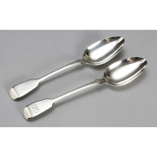 TWO CAPE SILVER FIDDLE PATTERN SPOONS, FREDRIK DAVID WALDEK