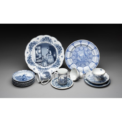 A COLLECTION OF BLUE AND WHITE DELFT ITEMS