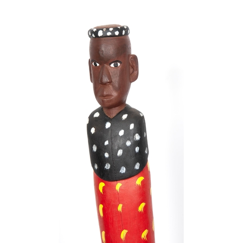 658 - Johannes Maswanganyi (South African 1948-) FIGURE WITH A BLACK AND RED FABRIC