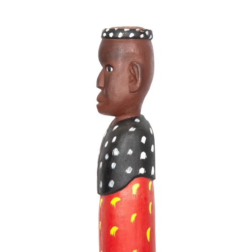 658 - Johannes Maswanganyi (South African 1948-) FIGURE WITH A BLACK AND RED FABRIC