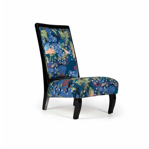 1241 - AN EBONISED AND UPHOLSTERED SIDE CHAIR