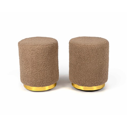1287 - A PAIR OF UPHOLSTERED CIRCULAR OTTOMANS
