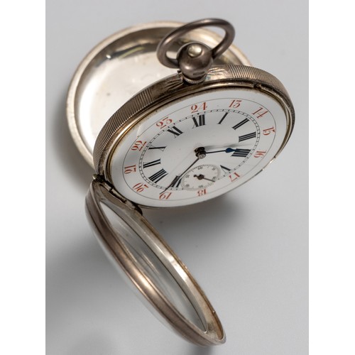 58 - A SILVER HALF HUNTER CASED POCKET WATCH