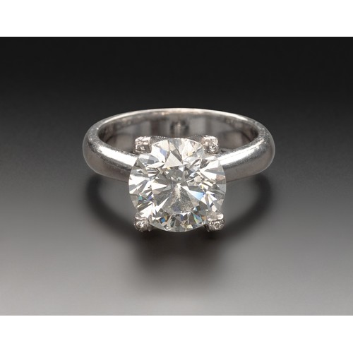 744 - A CERTIFIED NATURAL DIAMOND SOLITAIRE RING, 3.33 CARATS, CHARLES GREIG 2015