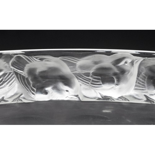 505 - A LALIQUE 'MESANGES' BOWL WITH FROSTED BIRD BORDER