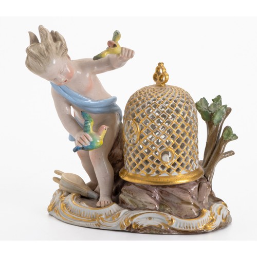 519 - A MEISSEN PORCELAIN FIGURINE EMBLEMATIC OF AIR