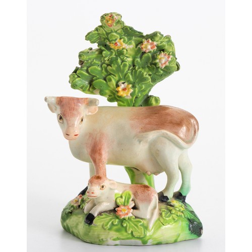 520 - A ROYAL CROWN DERBY COW AND CALF PORCELAIN SCULPTURE