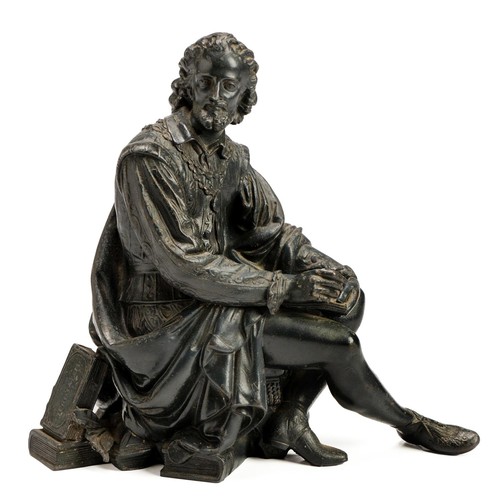 523 - A SPELTER FIGURE OF WILLIAM SHAKESPEARE