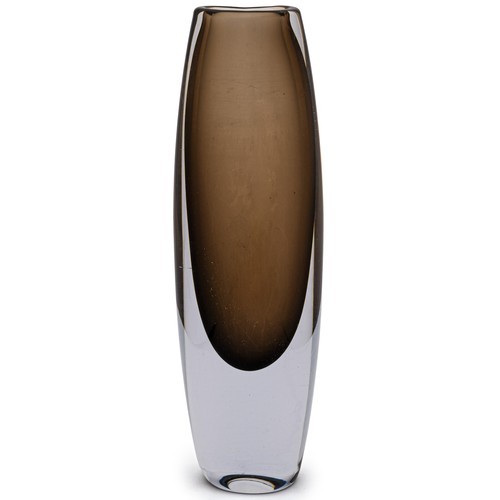 490 - A STROMBERG SOMMERSO HANDBLOWN VASE IN BROWN AND CLEAR GLASS, MID-CENTURY MODERN, SIGNED