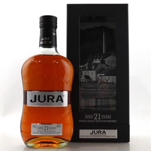 50 - A BOTTLE OF JURA 21 YEAR OLD SINGLE MALT SCOTCH WHISKY