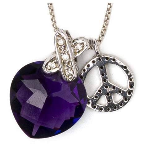 A SILVER PEACE SIGN PENDANT, CHAIN AND ONE OTHER