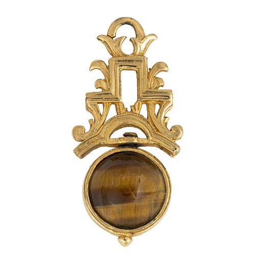 721 - A VICTORIAN TIGERS EYE SWIVEL PENDANT, LONDON, EARLY 1900S