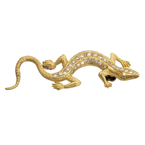 770 - A NATURAL DIAMOND LIZARD BROOCH