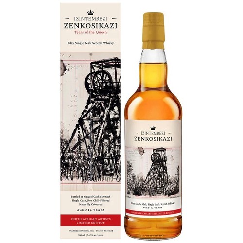 15 - A BOTTLE OF IZINYEMBEZI ZENKOSIKAZI 'TEARS OF THE QUEEN' ISLAY SINGLE MALT SCOTCH WHISKY