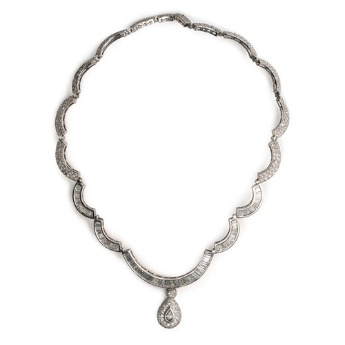 A CERTIFIED NATURAL DIAMOND DESIGNER NECKLACE, 14.38 CARATS, NEW YORK, 1980