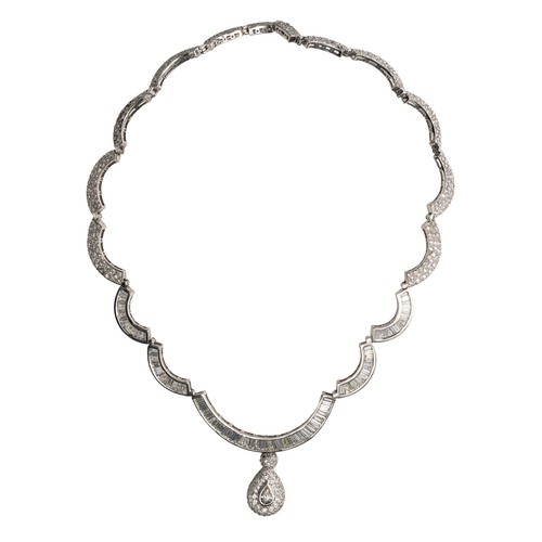 717 - A CERTIFIED NATURAL DIAMOND DESIGNER NECKLACE, 14.38 CARATS, NEW YORK, 1980