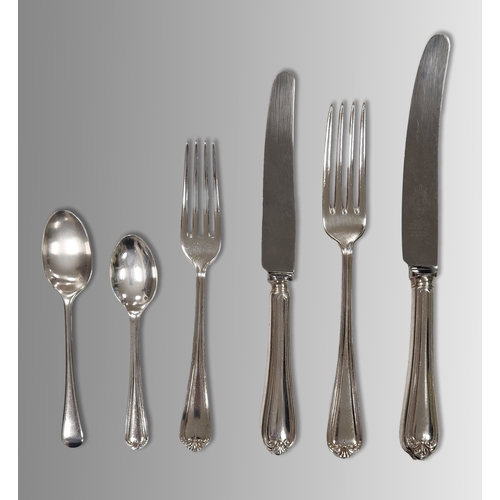 AN ASSEMBELED SET OF SILVER CUTLERY, VARIOUS MAKERS AND DATES