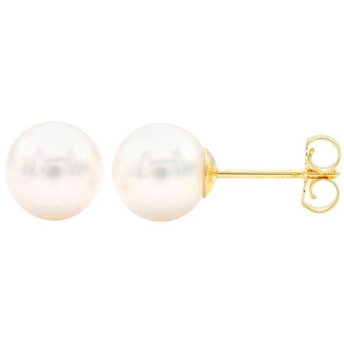 878 - A PAIR OF JAPANESE AKOYA CULTURED PEARL STUD EARRINGS