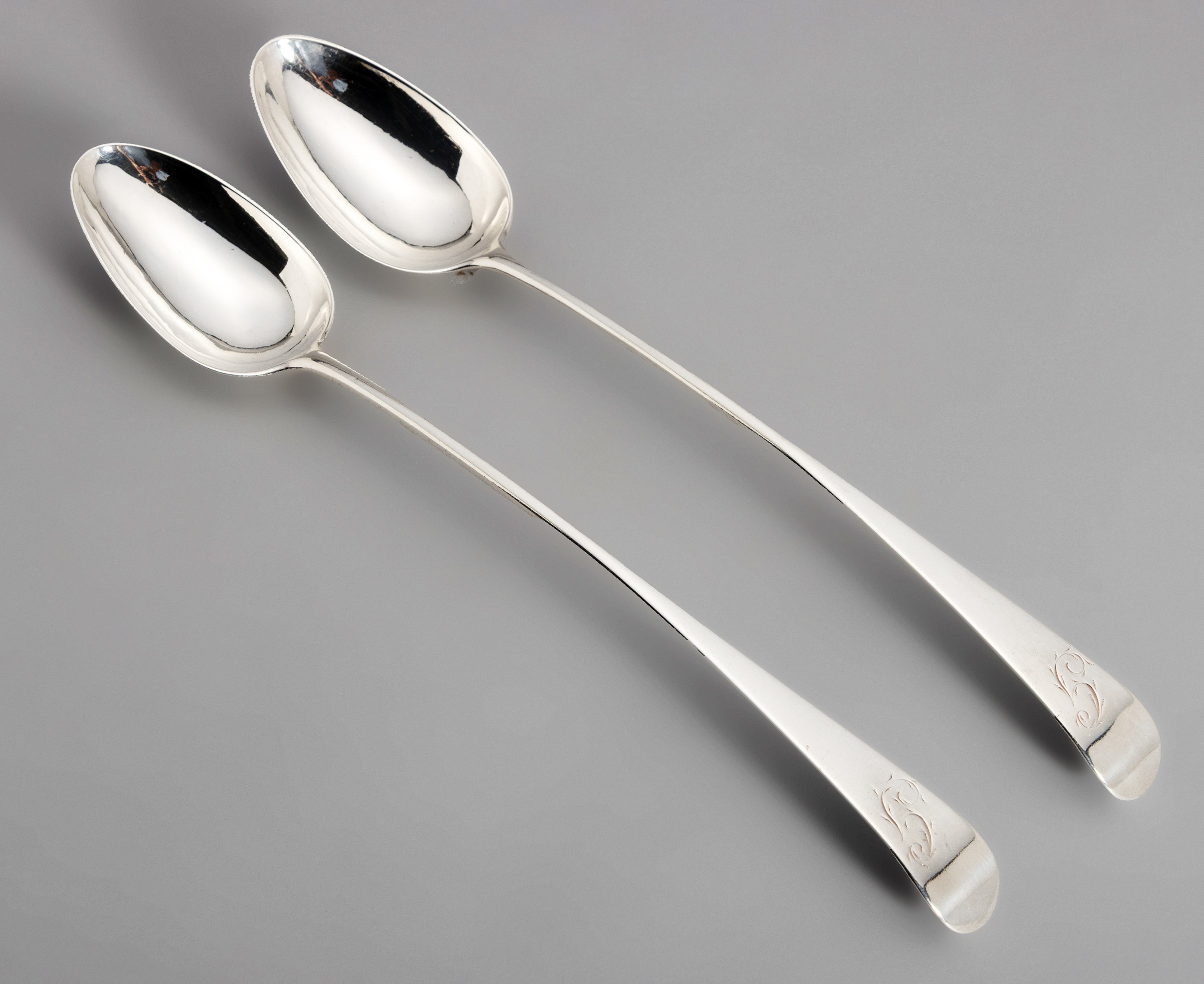 A PAIR OF GEORGE III SILVER OLD ENGLISH PATTERN SERVING SPOONS, JOHN ...