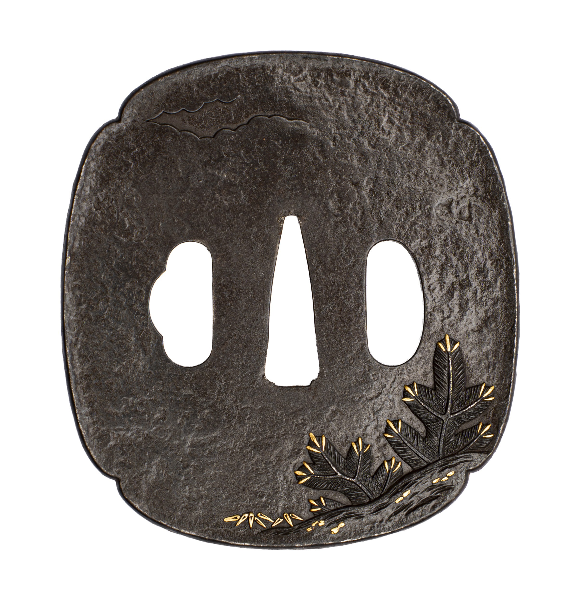 A JAPANESE EDO PERIOD IRON SHOAMI TSUBA WITH PINE TREE MOTIF, EDO ...