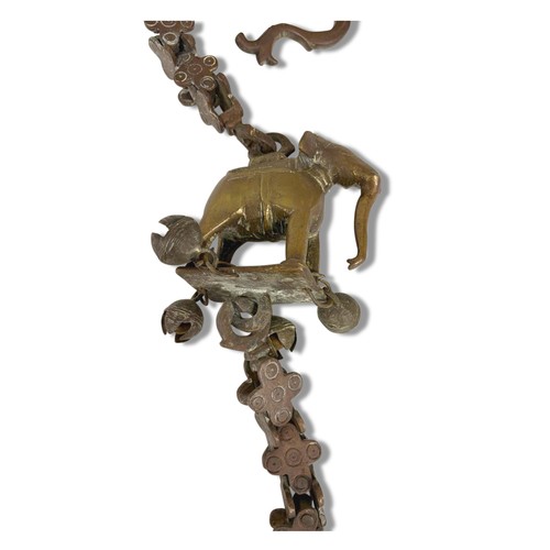 33 - A BRASS ELEPHANT TEMPLE CHIME
