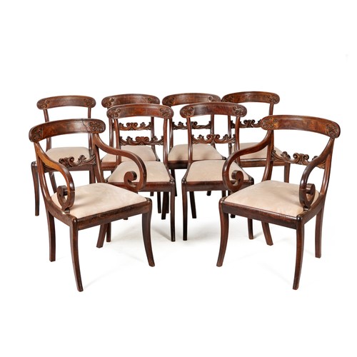 551 - A SET OF EIGHT WILLIAM IV MAHOGANY DINING CHAIRS