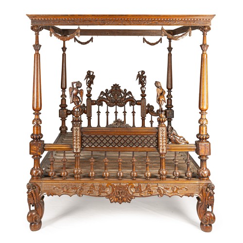 840 - A MAHOGANY FOUR POSTER BED