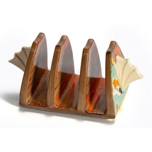 133 - A CLARICE CLIFF EARTHENWARE TOAST RACK