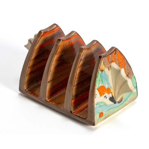 133 - A CLARICE CLIFF EARTHENWARE TOAST RACK