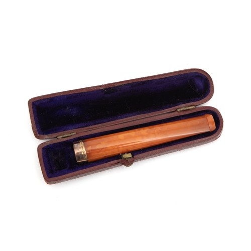 56 - AN EDWARD VII AMBER CASED CIGARETTE HOLDER, BIRMINGHAM, EARLY 19TH CENTURY