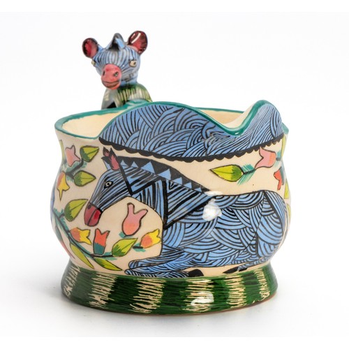 1249 - AN ARDMORE JUG WITH ZEBRAS AND FLORAL DECORATIONS, 2002