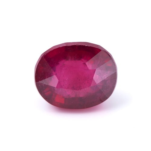 AN E.G.L. CERTIFIED UNSET RUBY, 3.608 CARATS