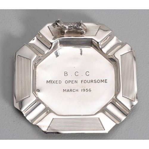 A SOUTH AFRICAN SILVER ASHTRAY, SOUTH AFRICAN GOLDWARE COMPANY, JOHANNESBURG, CIRCA 1950