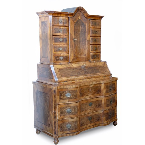 AN AUSTRIAN WALNUT AND INLAID BUREAU CABINET, 19TH CENTURY