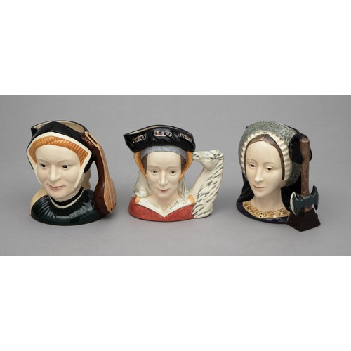 217 - THREE LARGE ROYAL DOULTON TOBY JUGS, 'JANE SEYMOUR', 'ANNE OF CLEVES' AND 'ANNE BOLEYN'