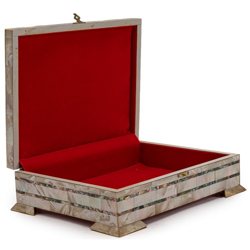 211 - A MOTHER-OF-PEARL AND ABALONE SHELL INLAID BIBLE BOX