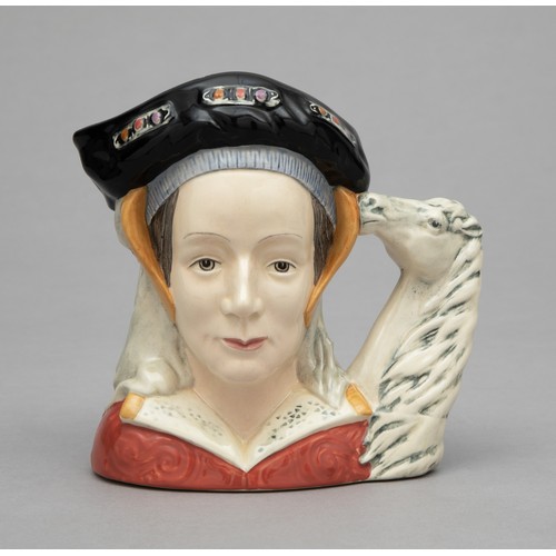 217 - THREE LARGE ROYAL DOULTON TOBY JUGS, 'JANE SEYMOUR', 'ANNE OF CLEVES' AND 'ANNE BOLEYN'