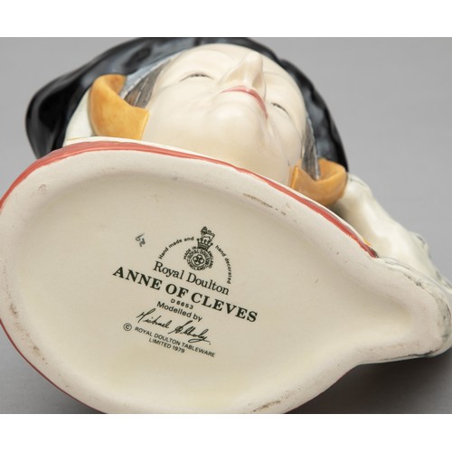 217 - THREE LARGE ROYAL DOULTON TOBY JUGS, 'JANE SEYMOUR', 'ANNE OF CLEVES' AND 'ANNE BOLEYN'