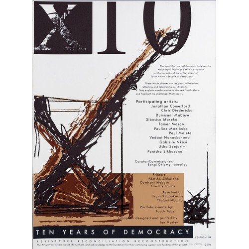 1098 - Various Artists (South African 20th Century) 10 YEARS OF DEMOCRACY PORTFOLIO, 2004, an Artist Proof ... 