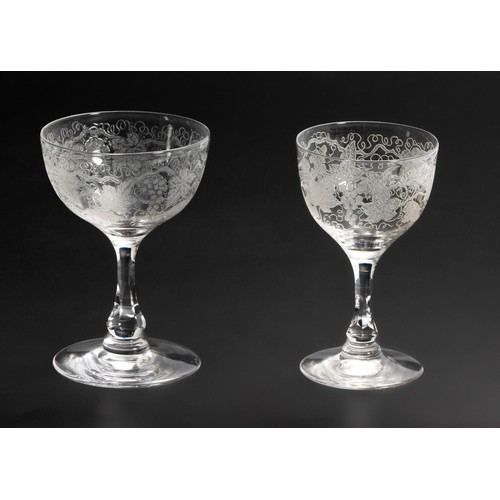 269 - EIGHT CRYSTAL GRAPEVINE ETCHED GLASSES