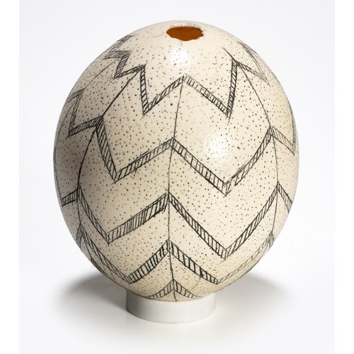 594 - Property of a CollectorA SAN STYLE OSTRICH EGG