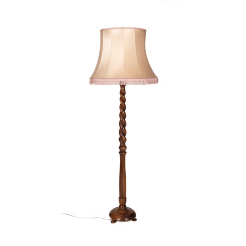 973 - AN IMBUIA BARLEY TWIST STANDING FLOOR LAMP