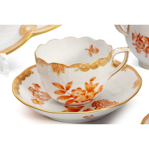 320 - A HEREND ‘CHINESE BOUQUET RUST’ TEA SERVICE