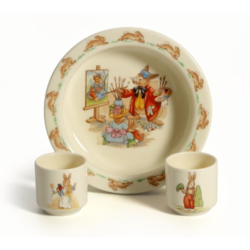 219 - A BUNNYKINS BOWL AND EGG CUPS