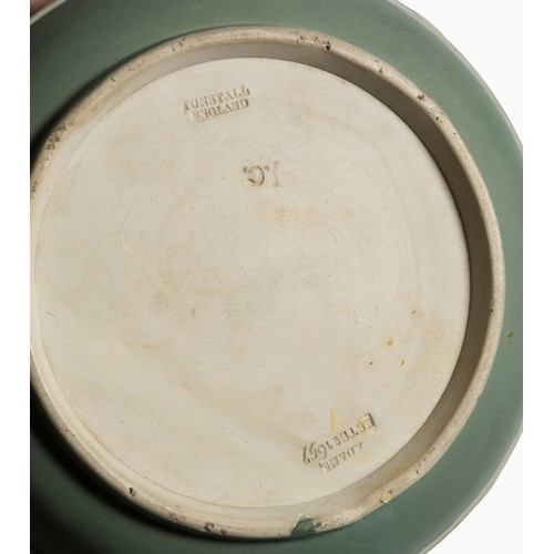 239 - A WILLIAM ADAMS & CO., TUNSTALL BLUE JASPERWARE BISCUIT BARREL