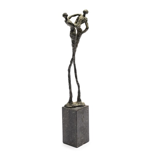 205 - A STYLIZED COMPOSITE STATUE ON A MARBLE PEDESTAL